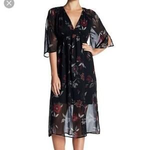 Whimsigoth Witchcore Eyeshadow Floral Dress Size Large Bell‎ Sleeves Dark Fairy